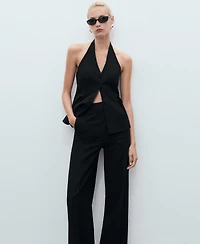 Mango Women's Straight Mid-Rise Suit Pants