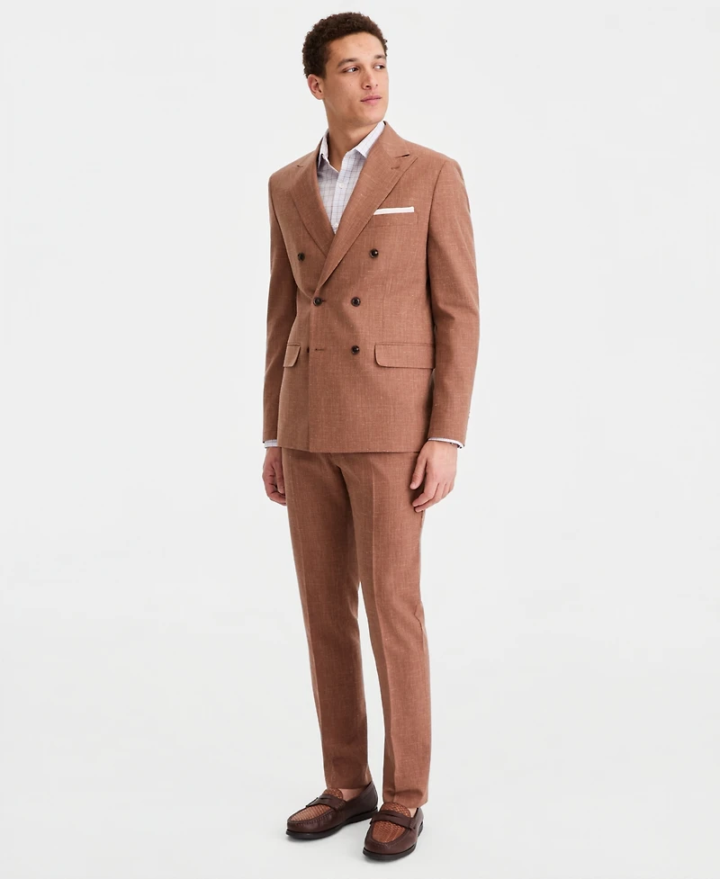 Tommy Hilfiger Men's Modern Fit Wool Silk Linen Double-Breasted Suit Separate Jacket