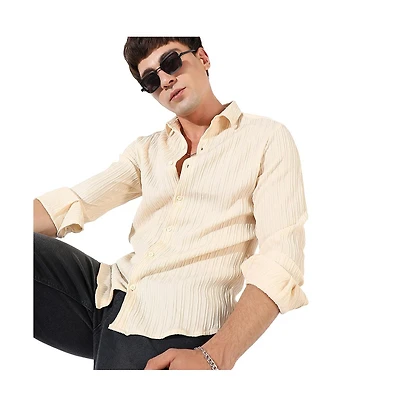 Campus Sutra Men's Textured Regular Fit Casual Shirt