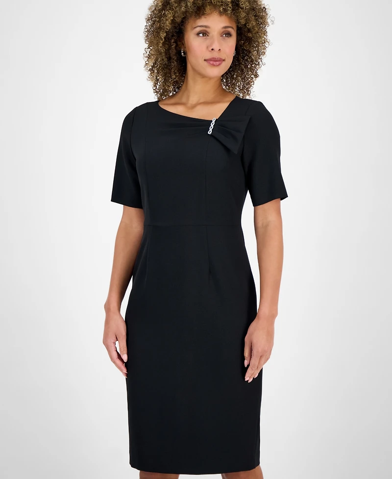 Kasper Women's Asymmetrical-Neck Sheath Dress