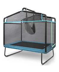 64" Rectangle Trampoline for Kids with Safety Net and Hammock Chair