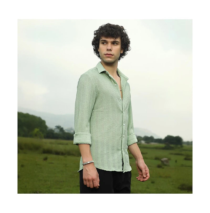 Campus Sutra Men's Wicker-Tactile Shirt