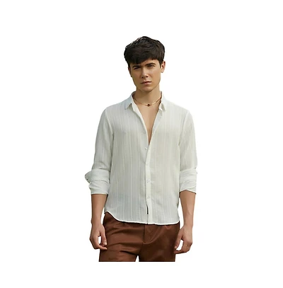 Campus Sutra Men's Ridge-Striped Shirt