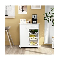 Polifurniture Kitchen Storage Cabinet with 1 door, 1 Drawer & 3 Baskets, White