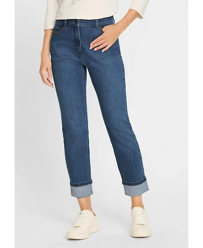 Olsen Women's Mona Fit Straight Leg 5-Pocket Jean with Rhinestone Hem
