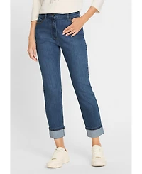 Olsen Women's Mona Fit Straight Leg 5-Pocket Jean with Rhinestone Hem