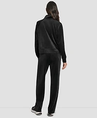 Dkny Women's Platinum Velour Embroidered Logo Sweatshirt