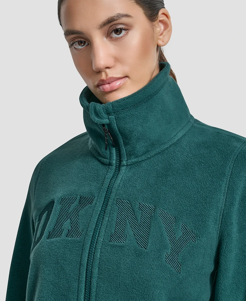 Dkny Women's Full-Zip Varsity Logo Top