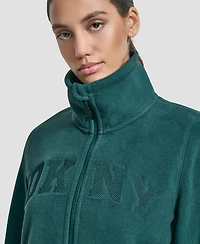 Dkny Women's Full-Zip Varsity Logo Top