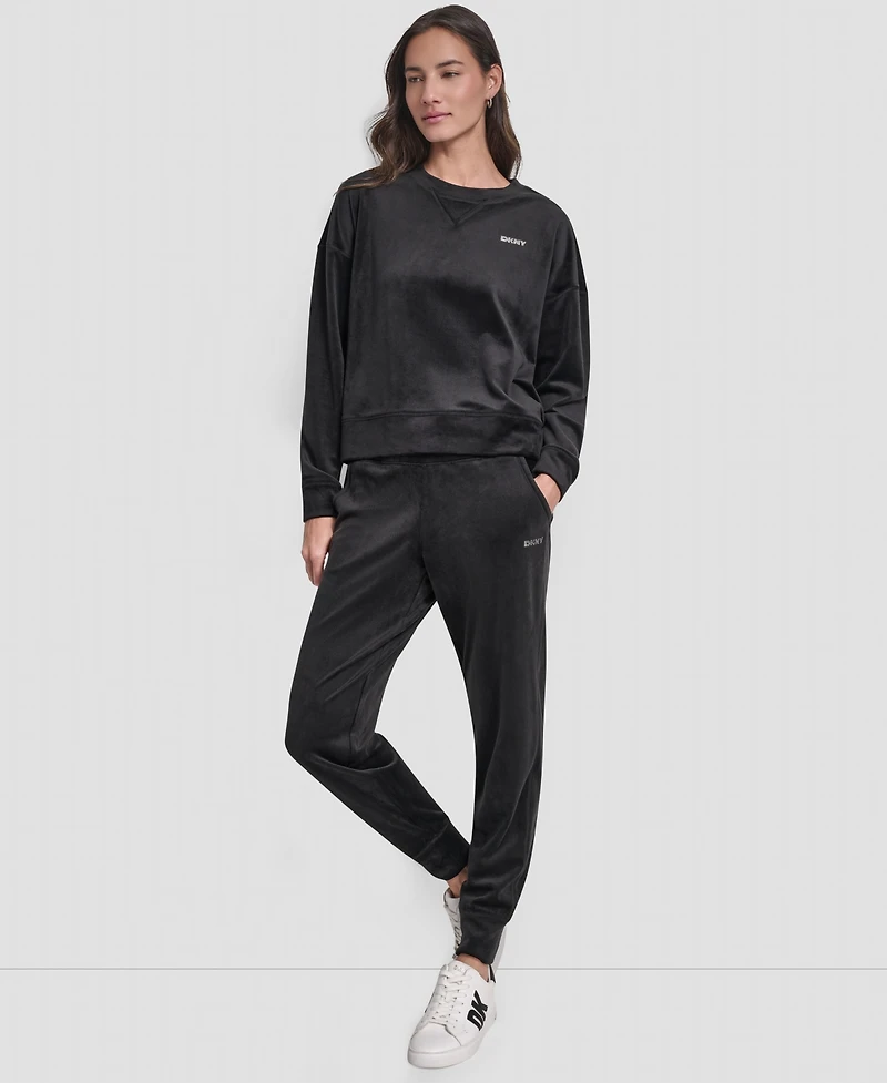 Dkny Women's Platinum Velour Crewneck Sweatshirt