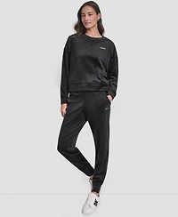 Dkny Women's Platinum Velour Crewneck Sweatshirt