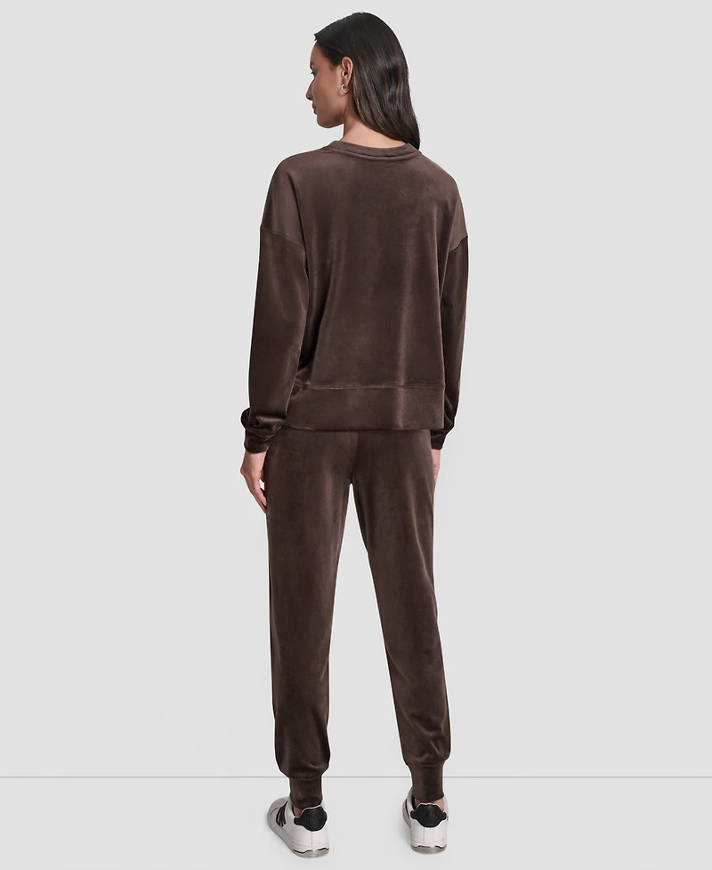 Dkny Women's Platinum Velour Crewneck Sweatshirt