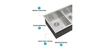 Flynama 33 Inch 16-Gauge Stainless Steel Double Bowl Undermount Kitchen Sink with Soundproofing