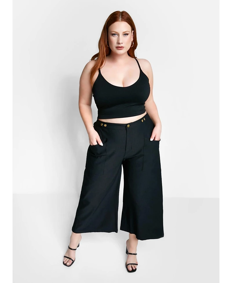Rebdolls Women's Neck Strappy Crop Top - Black