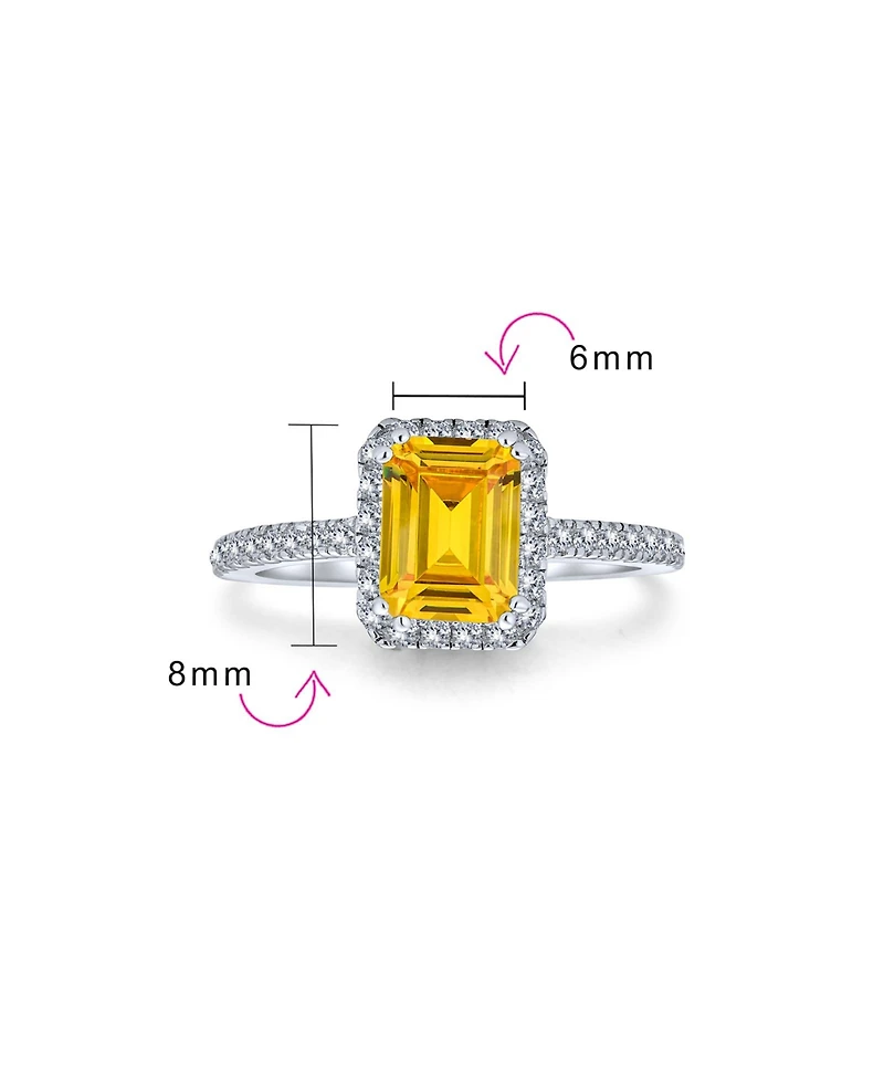 Bling Jewelry Art Deco Style 3CT Halo Cz Emerald Cut Promise Ring Rose Gold Plated Sterling Silver