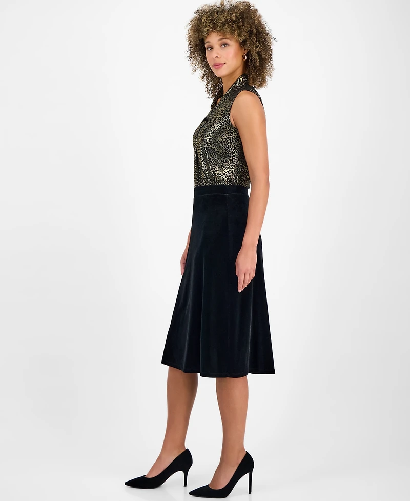 Kasper Women's Velvet A-Line Midi Skirt