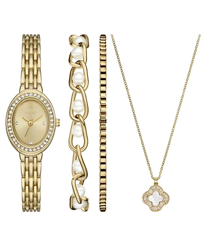 Folio Women's Quartz Three-Hand Gold Alloy Watch Set, 23mm