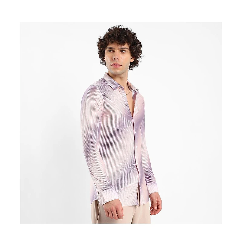 Campus Sutra Men's Ombre-Pleated Shirt