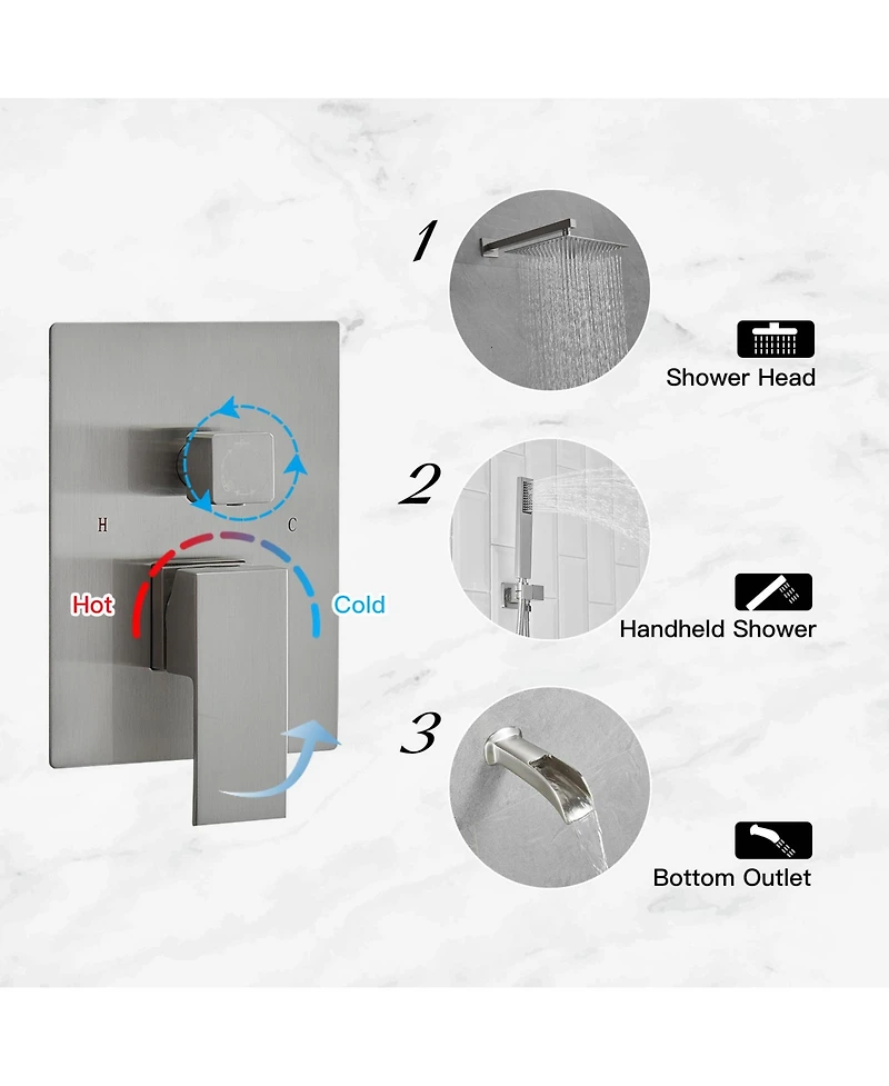 3-Spray Patterns With 2.5 Gpm 10 in. Showerhead Wall Mounted Dual Shower Heads Valve Matte Black