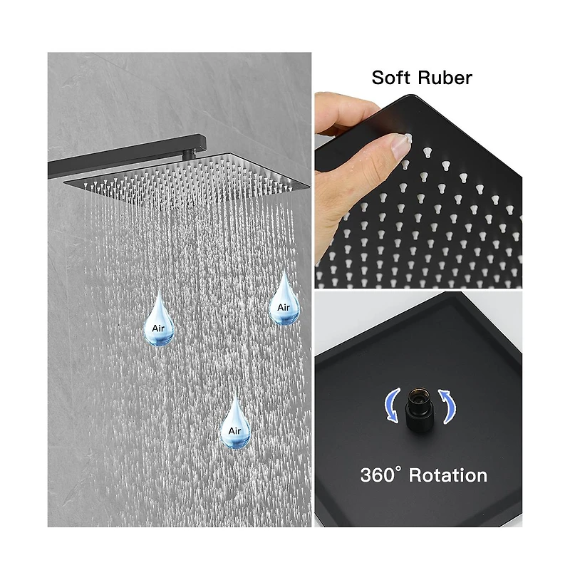 3-Spray Patterns With 2.5 Gpm 10 in. Showerhead Wall Mounted Dual Shower Heads Valve Matte Black