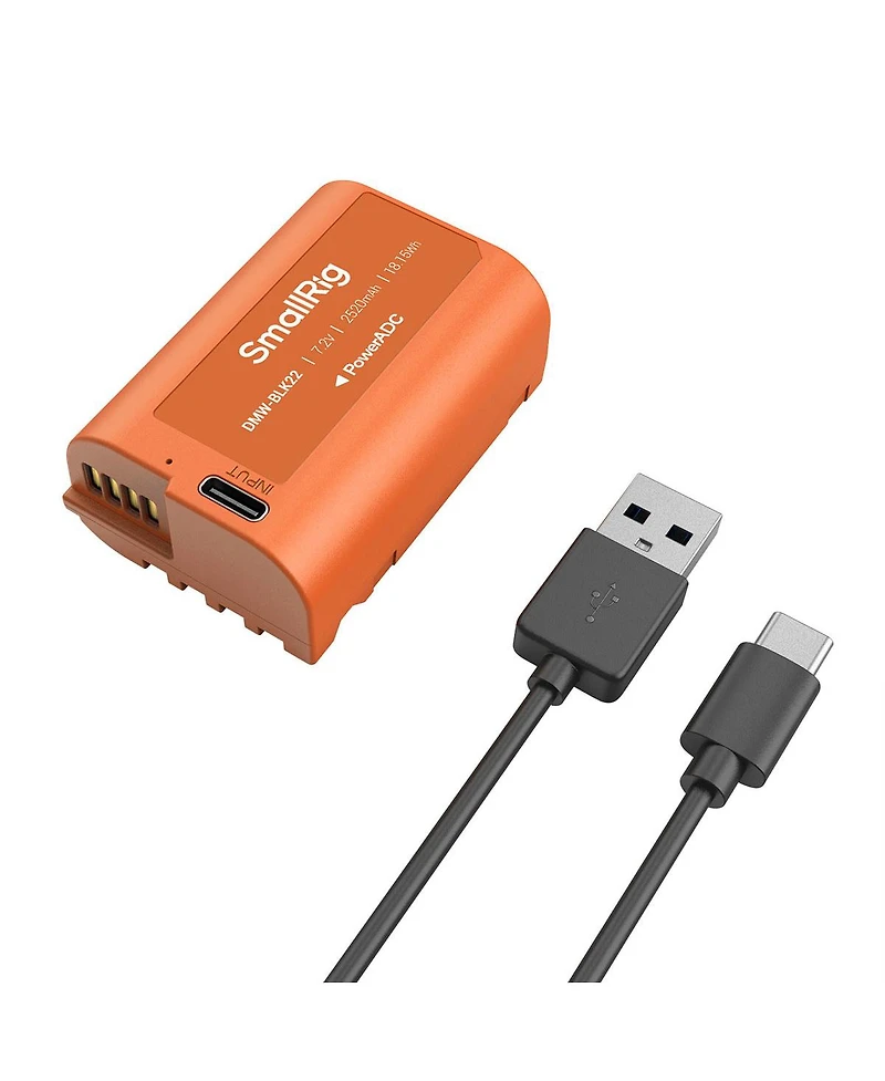 SmallRig Dmw-BLK22 18.15Wh 7.2V 2520mAh Usb-c Rechargeable Camera Battery, Orange