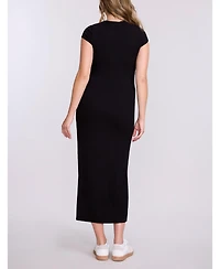 Motherhood Maternity Women's Short Sleeve Henley Bodycon Maxi Dress