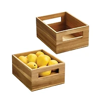 iDesign Acacia Wood Pantry Bin with Handles - Set of 2 - Natural