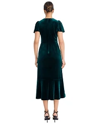 Maggy London Women's Short Sleeve Velvet Midi Dress