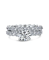 Bling Jewelry Sterling Silver 3CT Round Cz Solitaire & Cubic Zirconia Pave Eternity Band Ring Set – 6-Prong Design