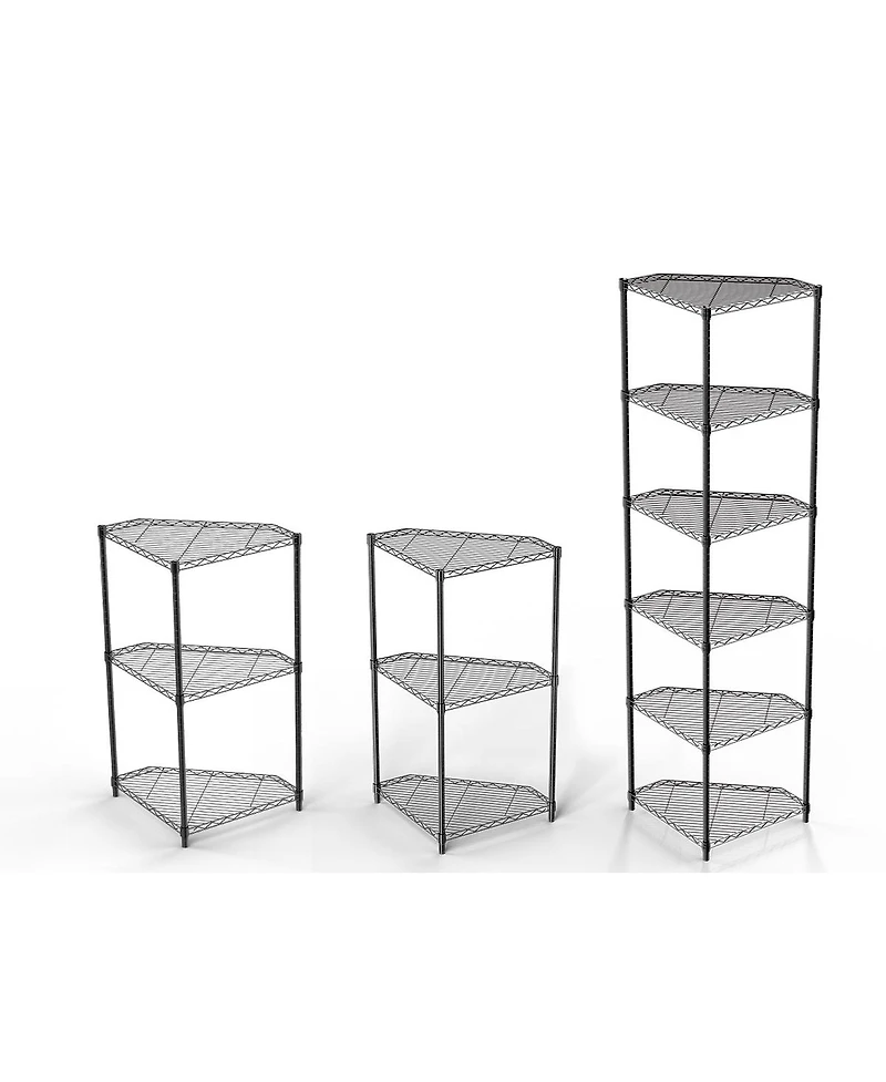 Flynama 6 Tier Heavy Duty Corner Shelf Rack with 600LB Capacity Adjustable Shelves