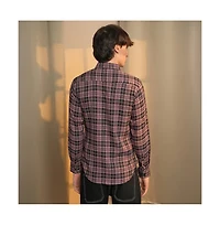 Campus Sutra Men's Mauve Tartan Plaid Shirt