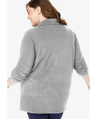 Woman Within Plus Microfleece Cardigan