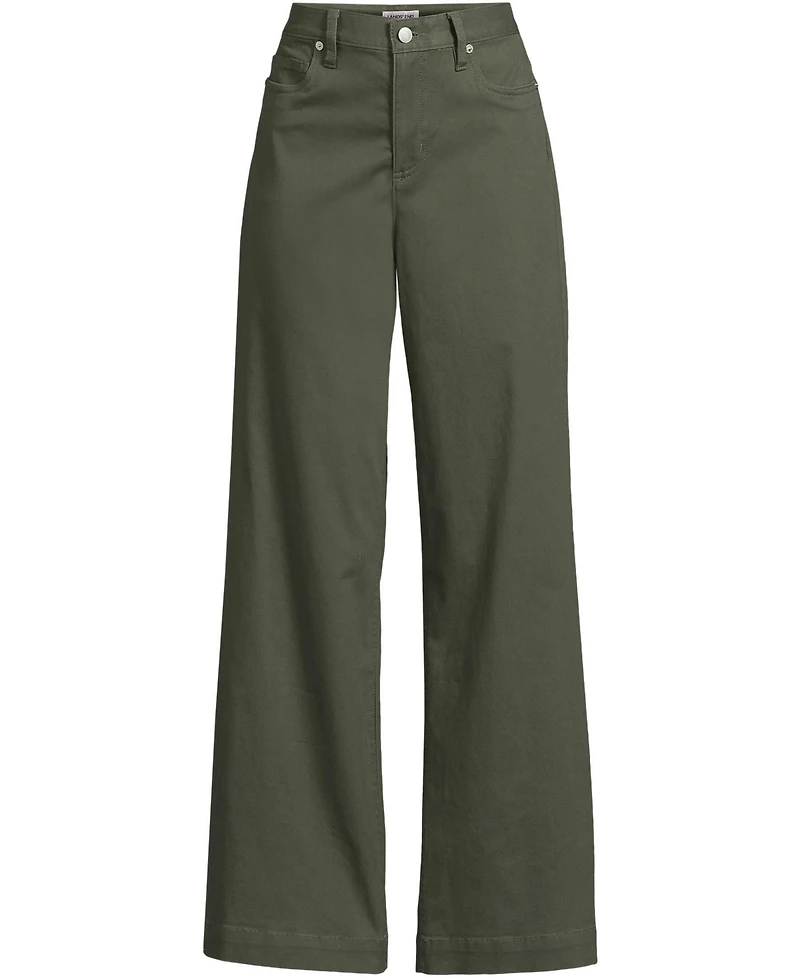 Lands' End Women's High Rise 5 Pocket Wide Leg Chino Pants
