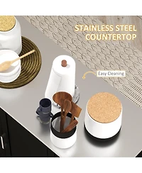 Halifax North America Black Rolling Kitchen Island with Drawers and Spice Rack