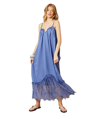 Oasis Babydoll Floaty Lace Detail Maxi Dress