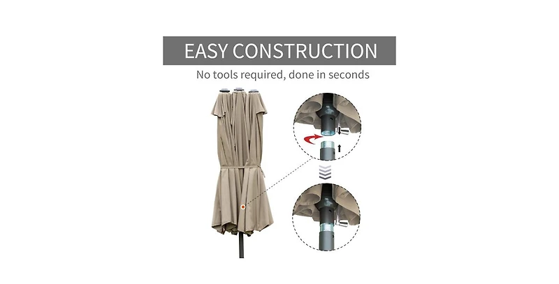 Flynama 15 Ft Double Sided Rectangular Patio Umbrella with Base and Crank