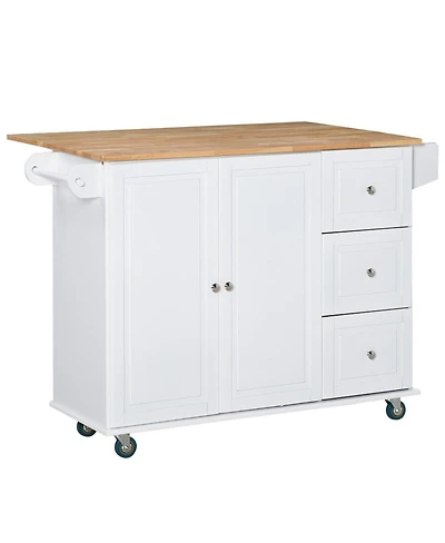 Halifax North America White Kitchen Assistant: Island Cart with Drop Leaf and Storage