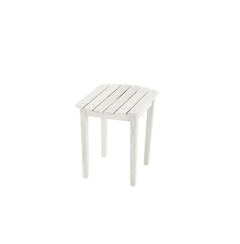 Jiallo White Solid Wood Side Table