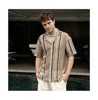 Campus Sutra Men's Striped Knit Oversized Shirt