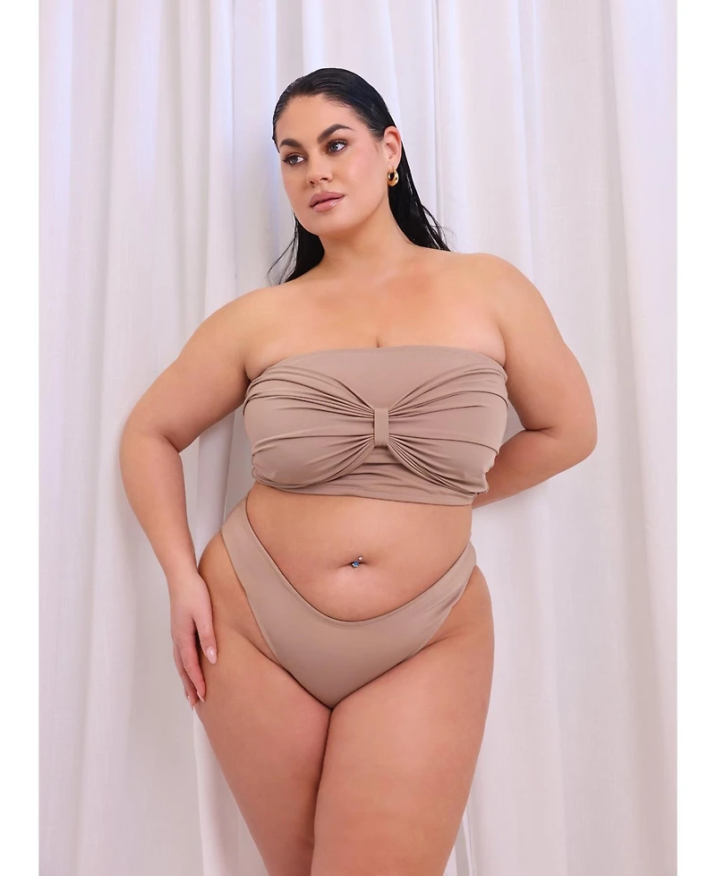 ModasP3 Women's Danica Knotted Bandeau Swim Top - Taupe