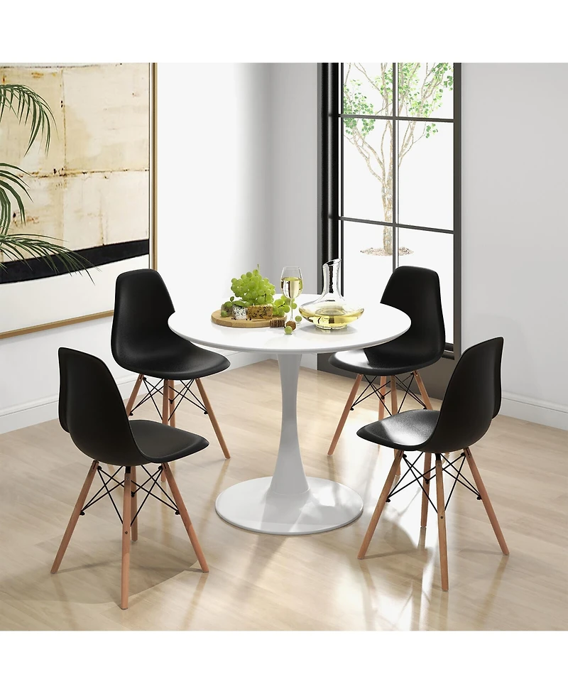 Gymax 5 Pcs Dining Set Modern Round Dining Table 4 Chairs for Small Space Kitchen