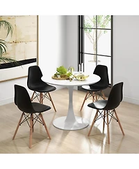 Gymax 5 Pcs Dining Set Modern Round Dining Table 4 Chairs for Small Space Kitchen