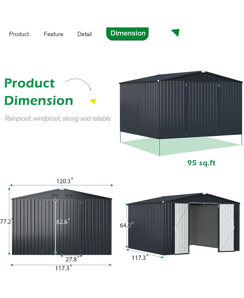 Aecojoy 10'x10' Outdoor Storage Shed