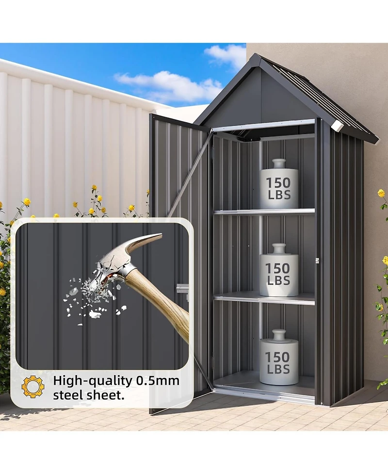 Aecojoy Vertical Outdoor Storage Cabinet with 2 Removeable Shelves