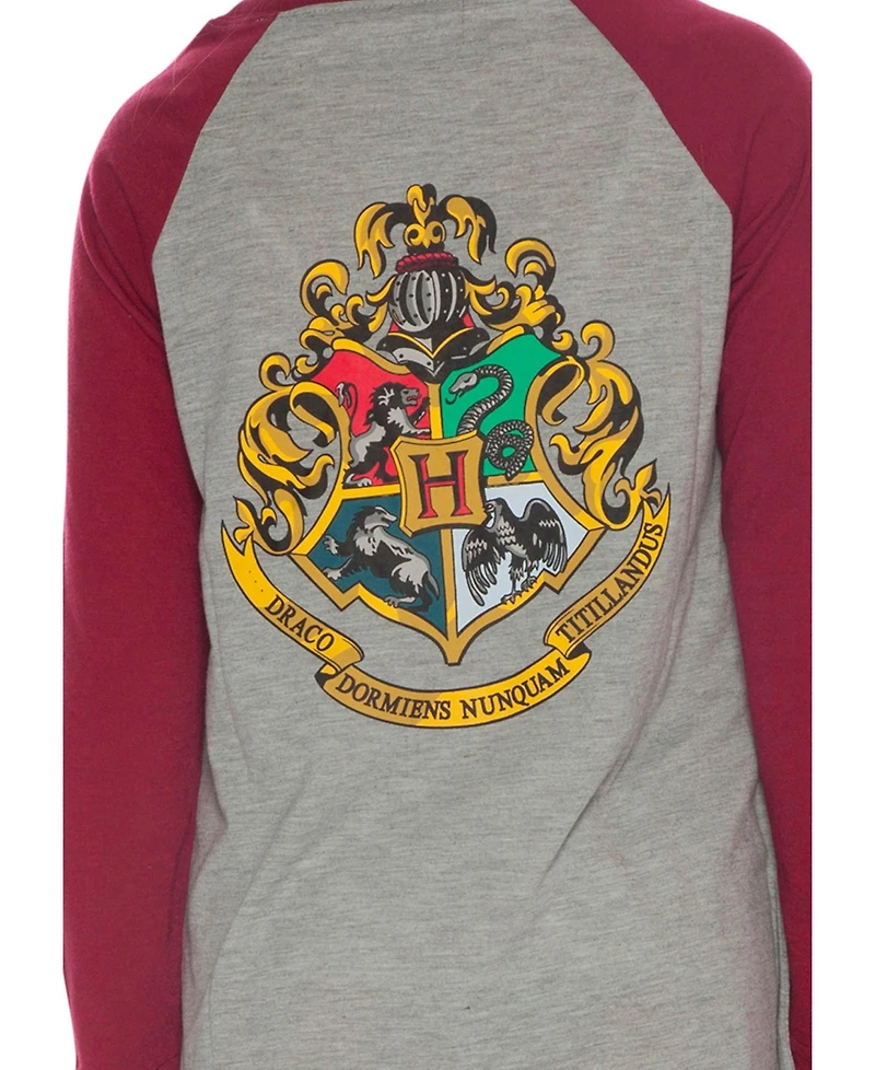 Harry Potter Big Girls Nightgown Long-Sleeve Raglan Varsity Pajama Sleepwear Loungewear