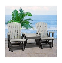 American Furniture Classics Double Glider with Center Table in Light Gray and Black