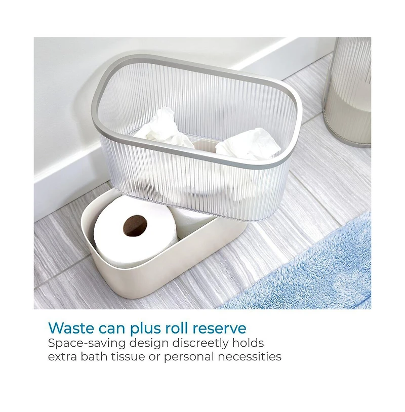 iDesign Plastic Bathroom Trash Can with Storage for Toiler Paper - Clear/Satin