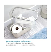iDesign Plastic Bathroom Trash Can with Storage for Toiler Paper - Clear/Satin