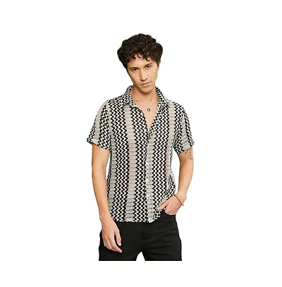 Campus Sutra Men's Zigzag-Knit Shirt