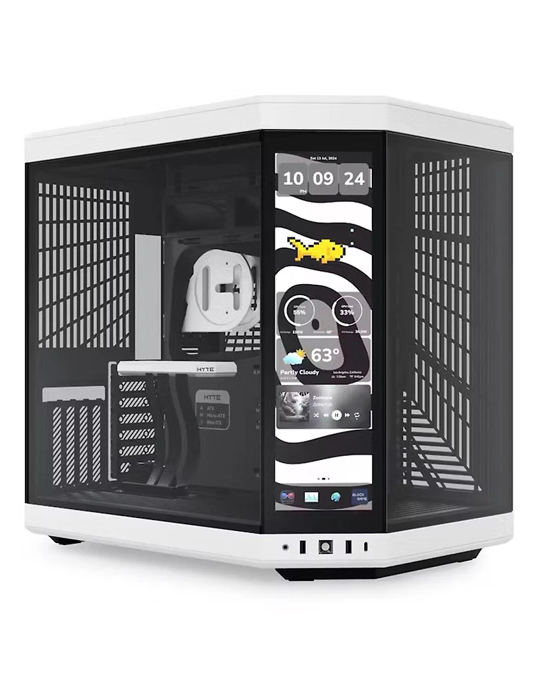 Hyte Hyte Y70 Touch Infinite Dual Chamber Atx Mid Tower Modern Aesthetic Case With Integrated 2.5K Lcd Touchscreen, Panda